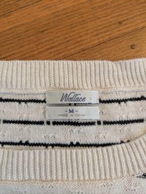 Wallace - Ivory and Black Striped Cotton Sweater